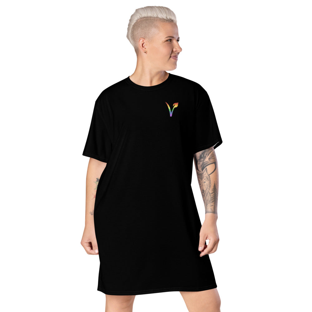 Vegan Pride Plus Size T-shirt Dress | Polycute Gift Shop Black / 5XL Vegan Pride Plus Size T-shirt Dress | Polycute Gift Shop Black / 5XL