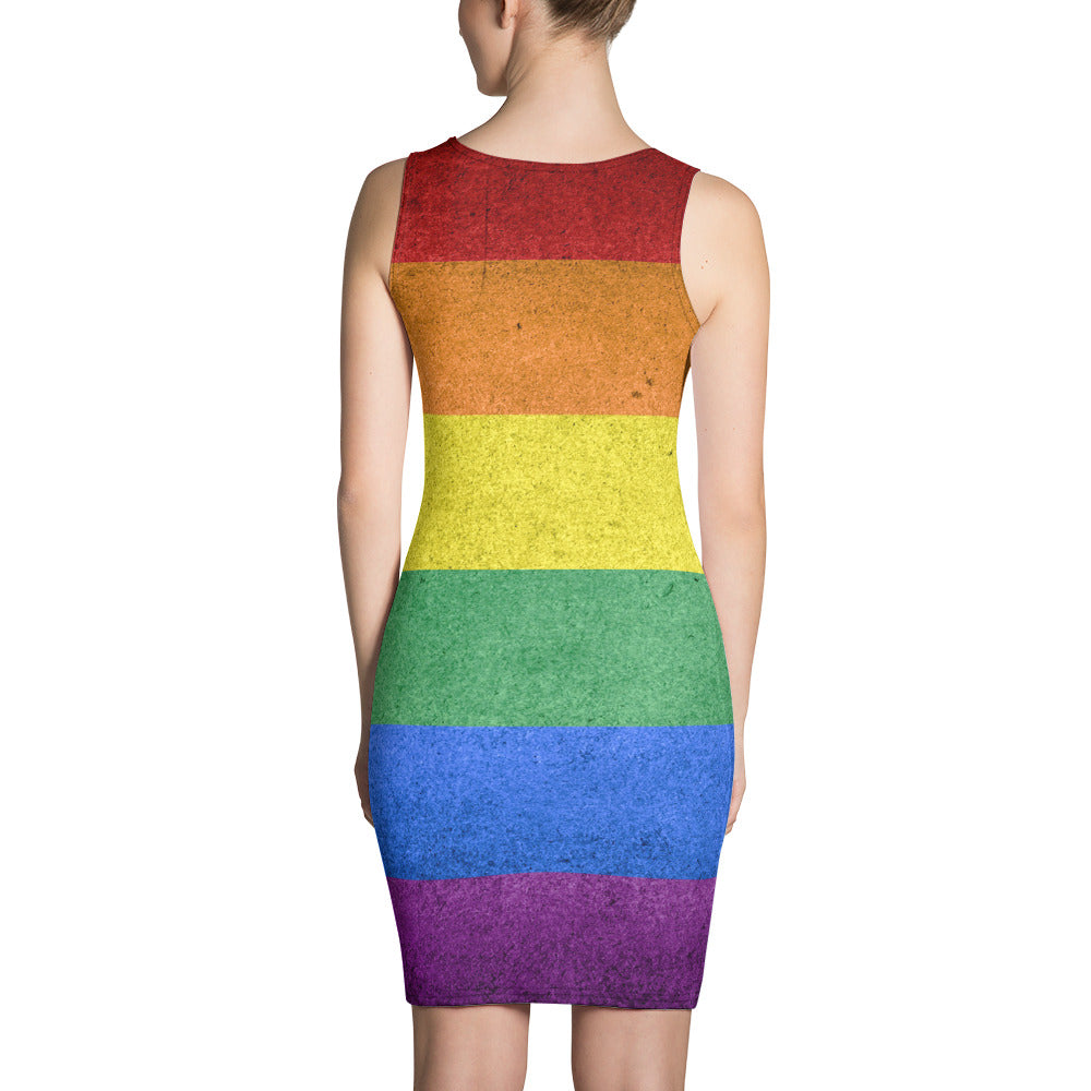Vintage Pride Flag Dress | LGBTQ Clothing | Polycute Gift Shop Rainbow / XS Vintage Pride Flag Dress | LGBTQ Clothing | Polycute Gift Shop Rainbow / XS