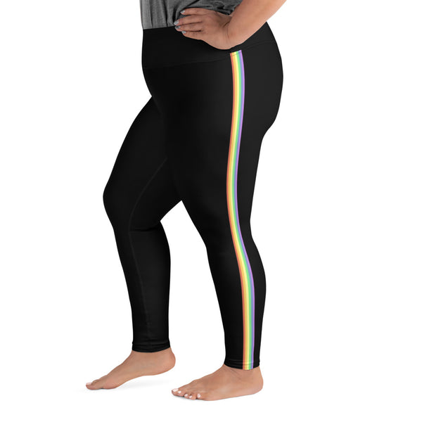 Pride Stripe Plus Size Yoga Leggings | Polycute LGBTQ+ & Polyamory Gifts