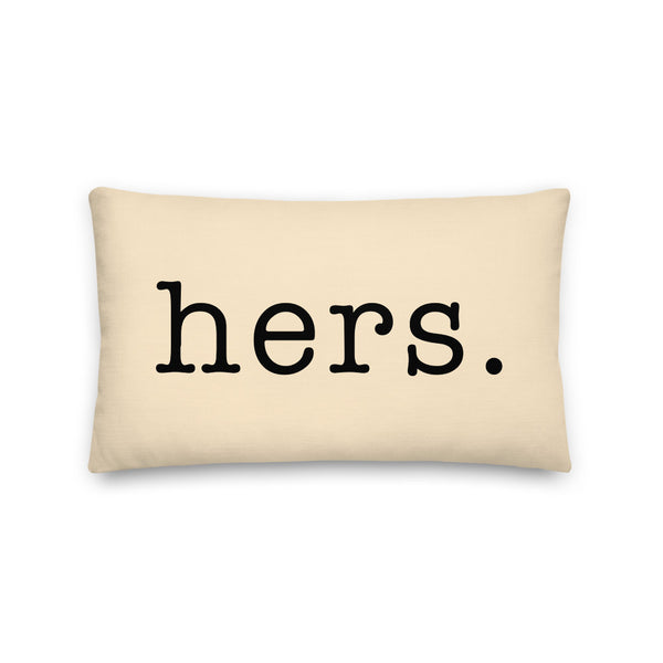 Hers Pronoun Pillow, Champagne | Polycute Gift Shop