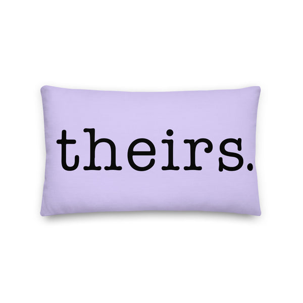 Theirs Pronoun Pillow, Lilac | Polycute Gift Shop