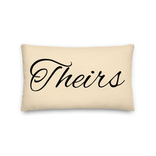 Theirs Pronoun Pillow, Champagne | Polycute Gift Shop