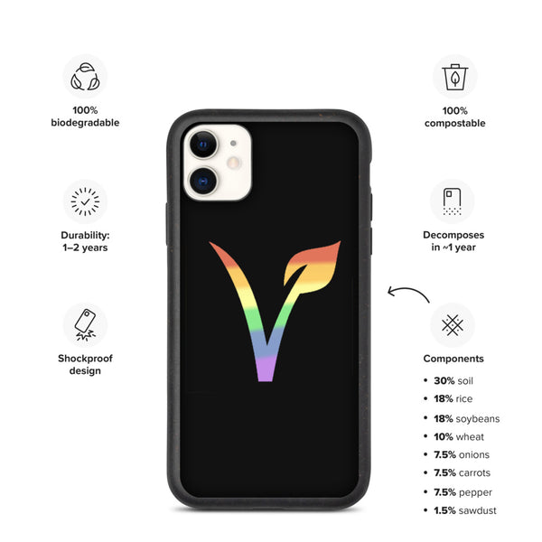 Vegan Pride Biodegradable iPhone Case - iPhone 11 | Polycute LGBTQ+ & Polyamory Gifts
