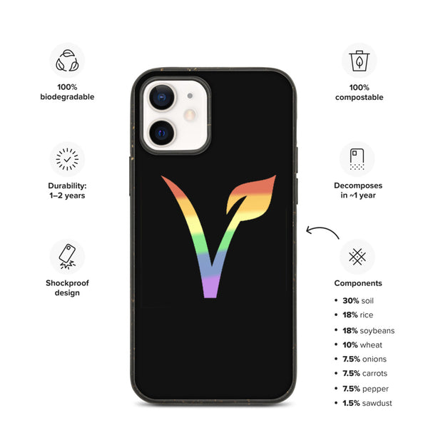 Vegan Pride Biodegradable iPhone Case - iPhone 12 | Polycute LGBTQ+ & Polyamory Gifts