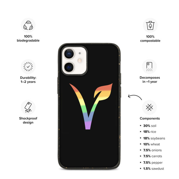 Vegan Pride Biodegradable iPhone Case - iPhone 12 mini | Polycute LGBTQ+ & Polyamory Gifts