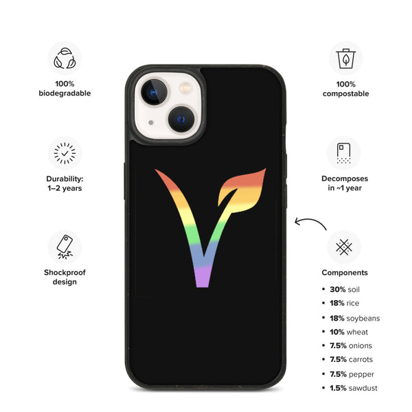 Vegan Pride Biodegradable iPhone Case - iPhone 13 | Polycute LGBTQ+ & Polyamory Gifts