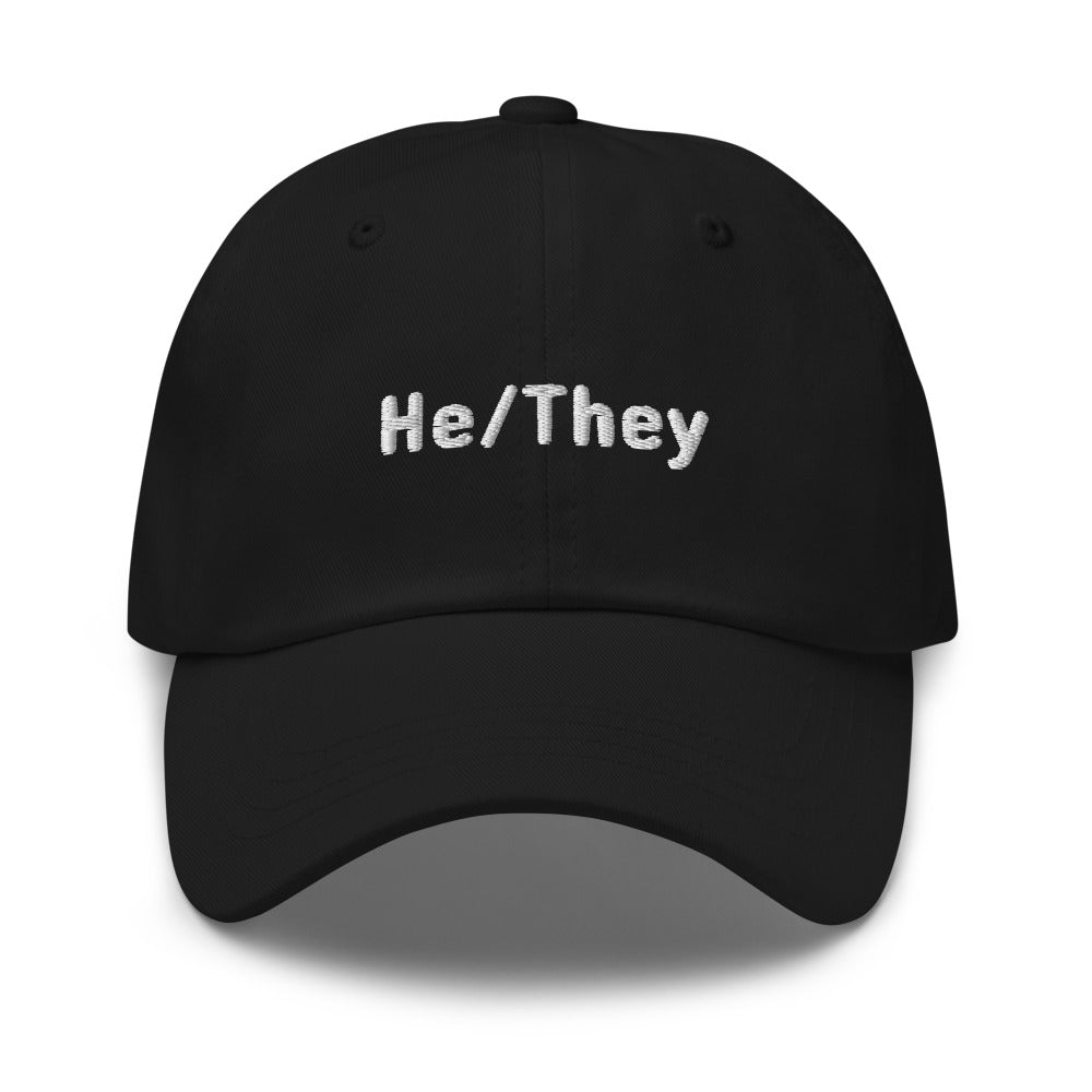 He/They Pronoun Hat Black | Polycute LGBTQ+ & Polyamory Gifts