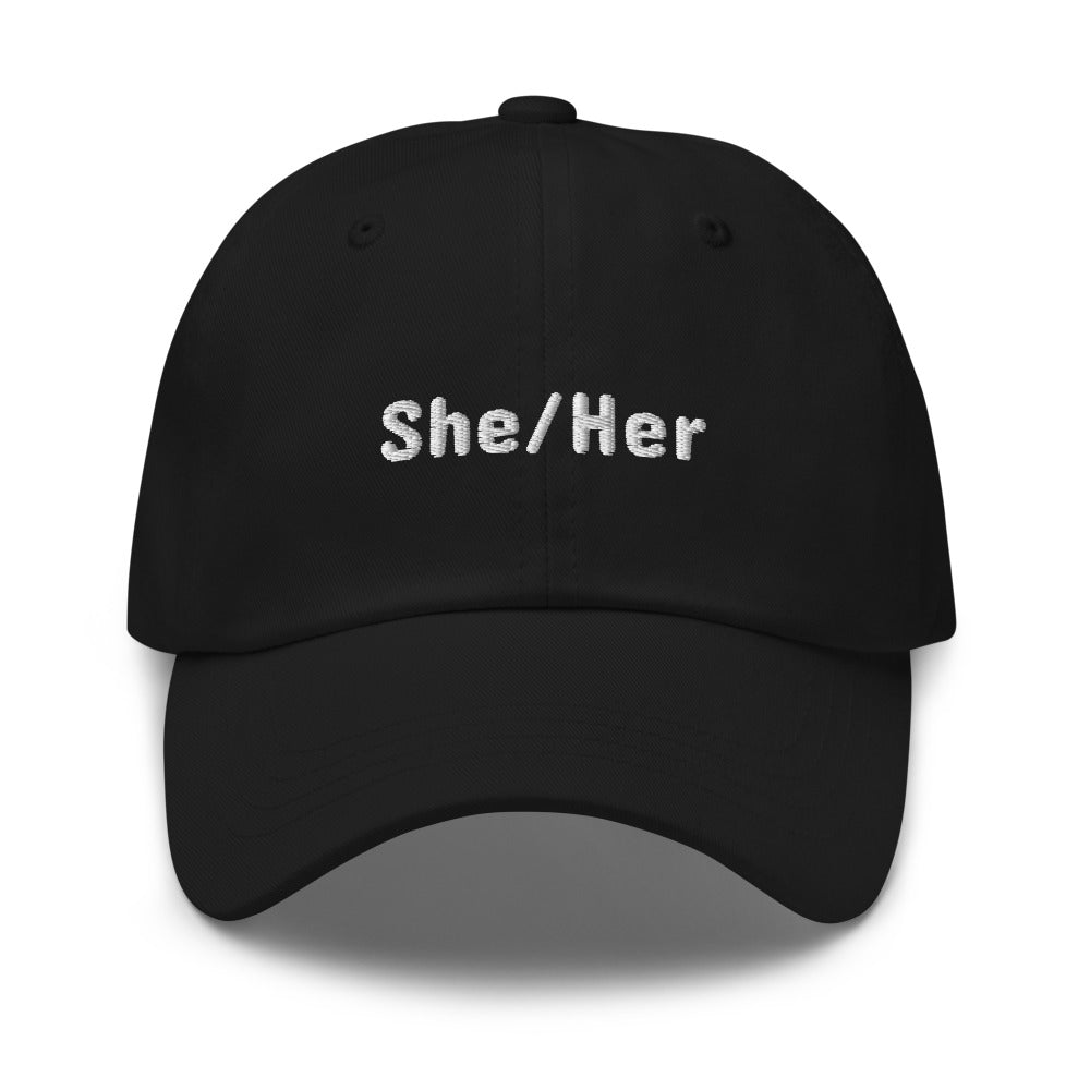 She/Her Pronoun Hat Black | Polycute LGBTQ+ & Polyamory Gifts