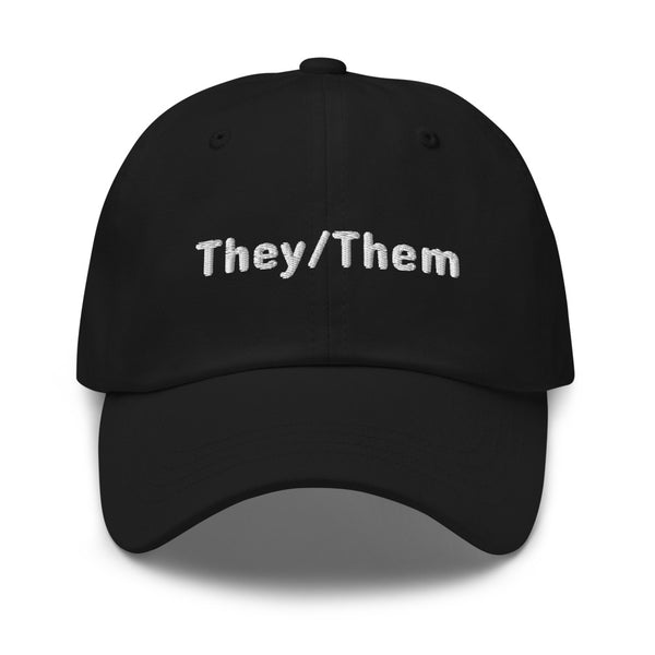 They/Them Pronoun Hat Black | Polycute LGBTQ+ & Polyamory Gifts