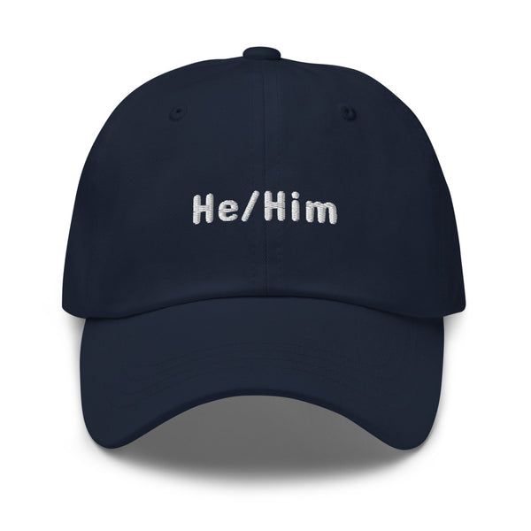 He/Him Pronoun Hat Navy | Polycute LGBTQ+ & Polyamory Gifts