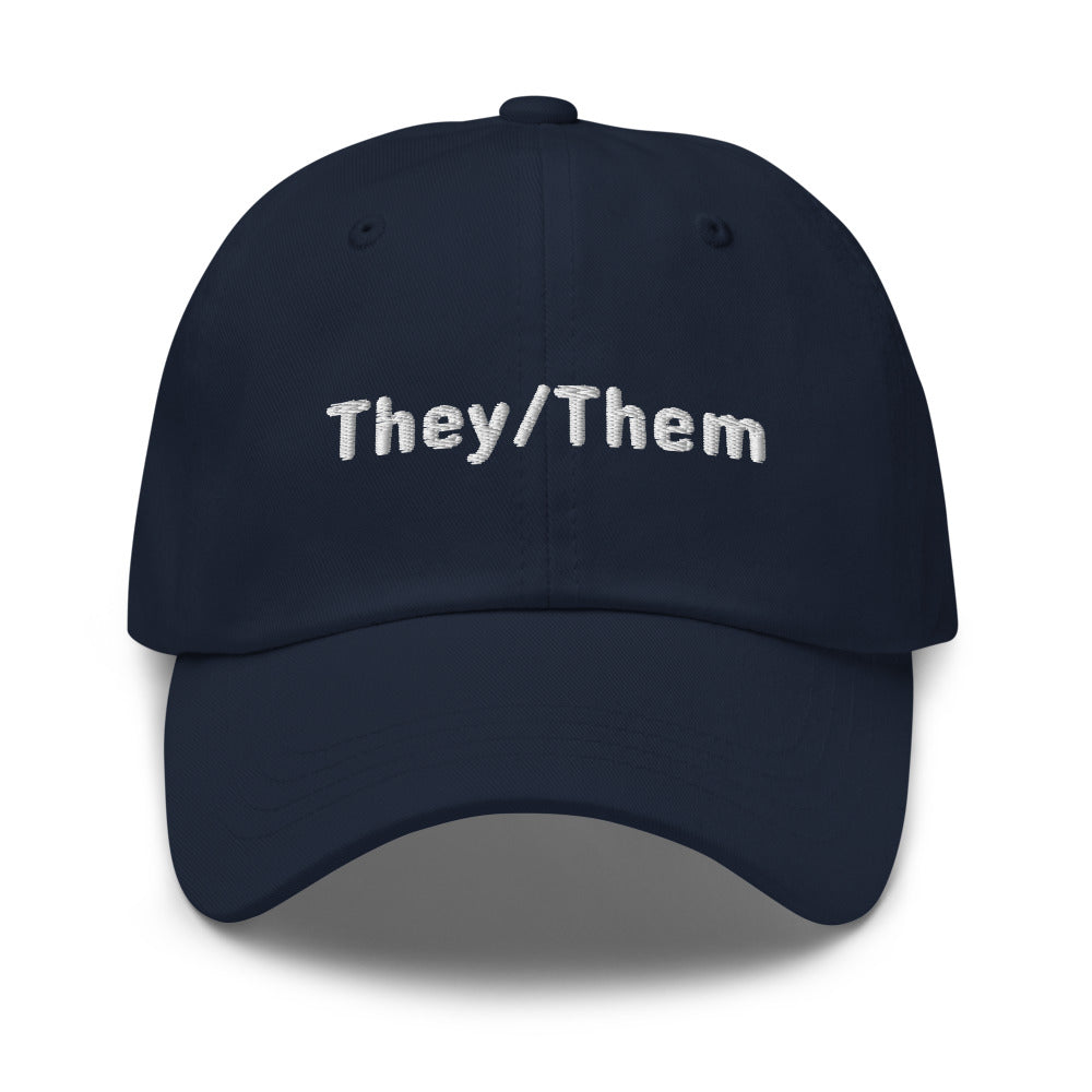They/Them Pronoun Hat Navy | Polycute LGBTQ+ & Polyamory Gifts