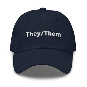 They/Them Pronoun Hat Navy | Polycute LGBTQ+ & Polyamory Gifts