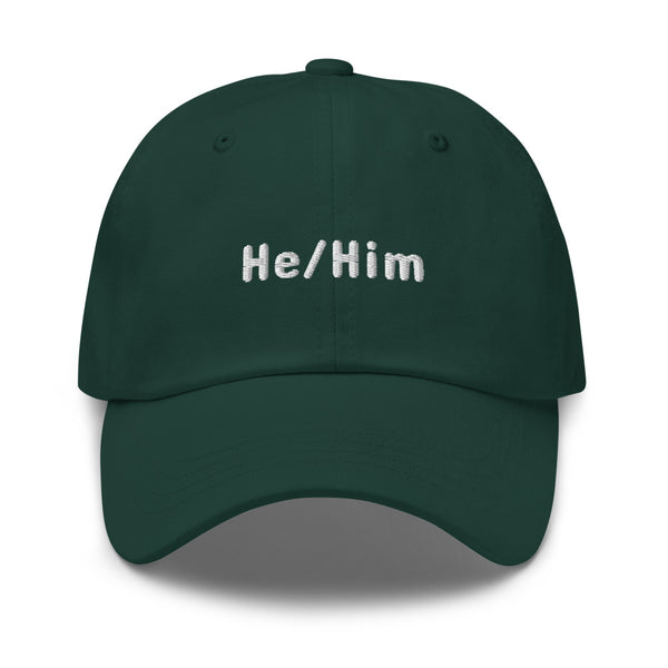 He/Him Pronoun Hat Spruce | Polycute LGBTQ+ & Polyamory Gifts