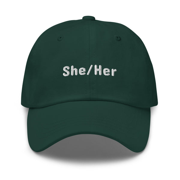She/Her Pronoun Hat Spruce | Polycute LGBTQ+ & Polyamory Gifts