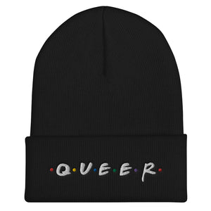 Queer "Friends" Cuffed Beanie Black | Polycute LGBTQ+ & Polyamory Gifts