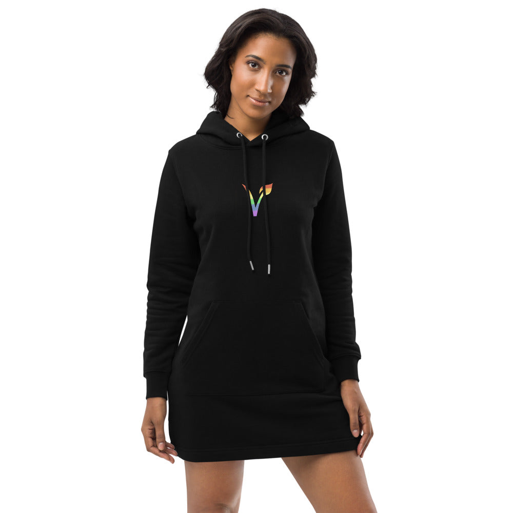 Vegan Pride Hoodie Dress Black | Polycute LGBTQ+ & Polyamory Gifts