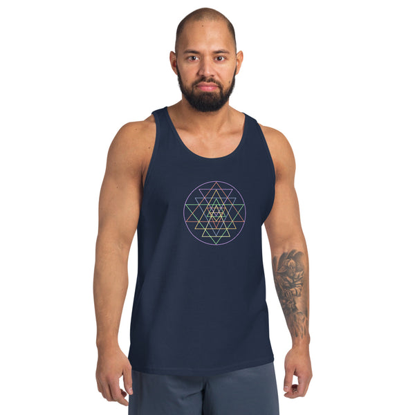 Pride Yantra Yoga Tank Navy | Polycute LGBTQ+ & Polyamory Gifts