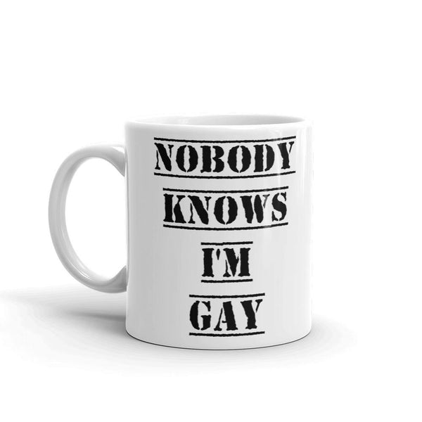 Nobody Knows I'm Gay Mug | LGBTQ and Polyamory Gifts | Polycute Gift Shop