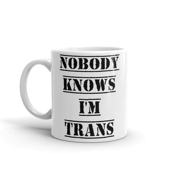 Nobody Knows I'm Trans Mug | LGBTQ and Polyamory Gifts | Polycute Gift Shop
