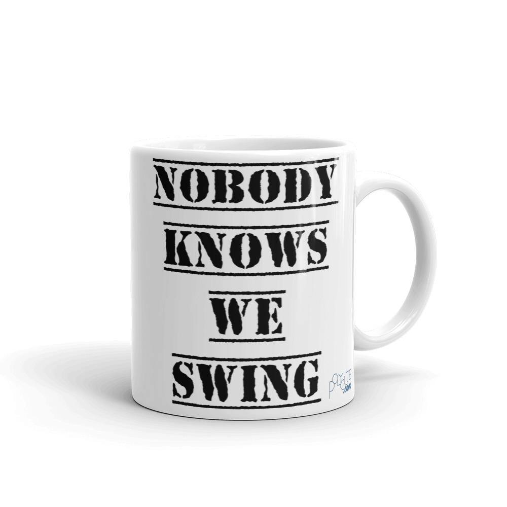 Nobody Knows We Swing Mug | LGBTQ and Polyamory Gifts | Polycute Gift Shop