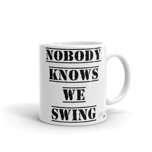 Nobody Knows We Swing Mug | LGBTQ and Polyamory Gifts | Polycute Gift Shop