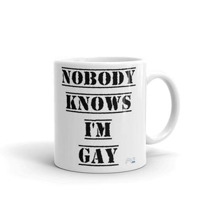 Nobody Knows I'm Gay Mug | LGBTQ and Polyamory Gifts | Polycute Gift Shop
