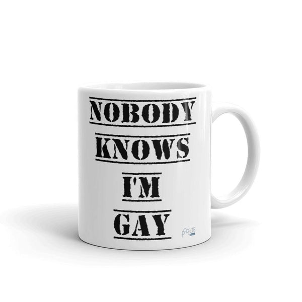 Nobody Knows I'm Gay Mug | LGBTQ and Polyamory Gifts | Polycute Gift Shop