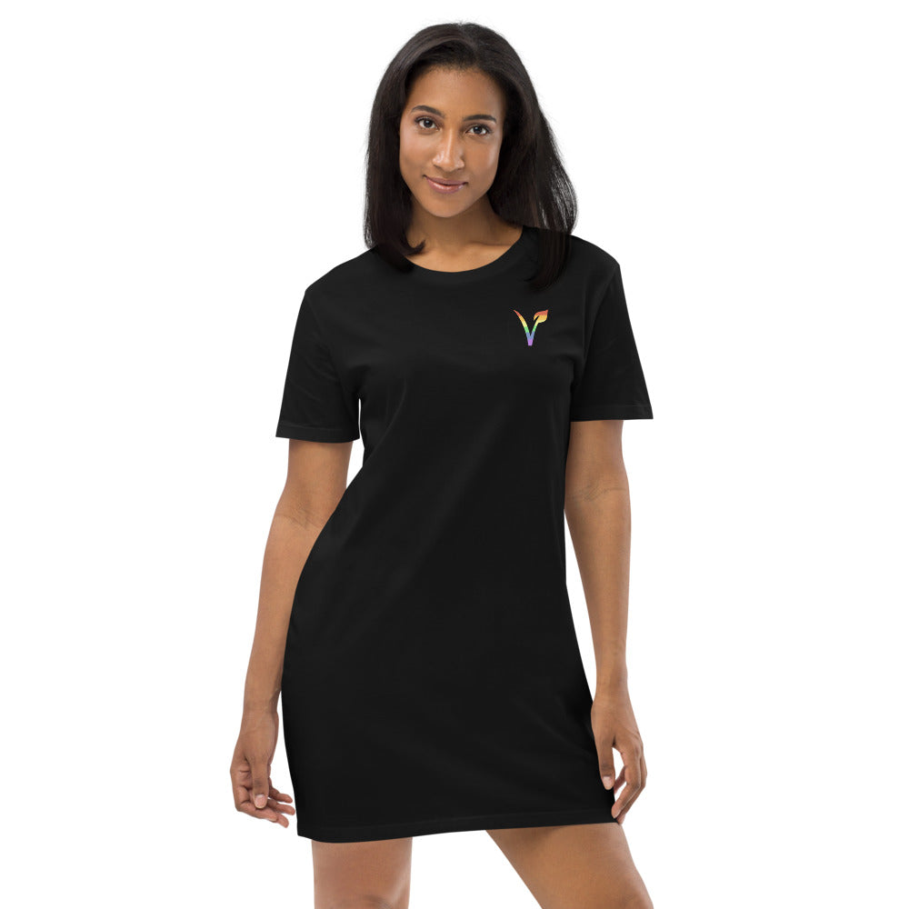 Vegan Pride T-shirt Dress Black | The Vegan LGBTQ+ Collection | Polycute Gift Shop