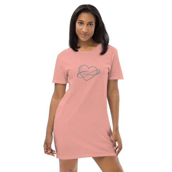 Infinite Love T-shirt Dress Canyon Pink | Polycute LGBTQ+ & Polyamory Gifts