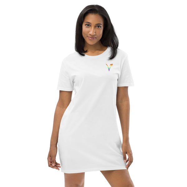 Vegan Pride T-shirt Dress White | The Vegan LGBTQ+ Collection | Polycute Gift Shop