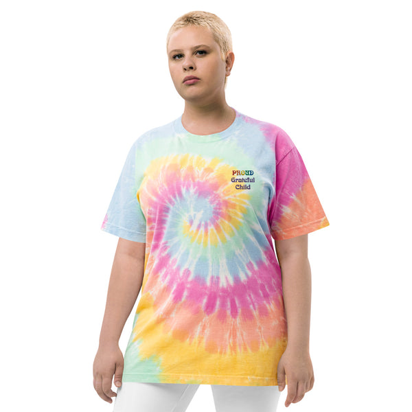 Grateful Child Embroidered Tee | Oversized Deadhead Tie-Dye T-Shirt | Polycute Gift Shop