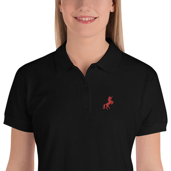 Unicorn Polo, Fitted Black | Polycute LGBTQ+ & Polyamory Gifts