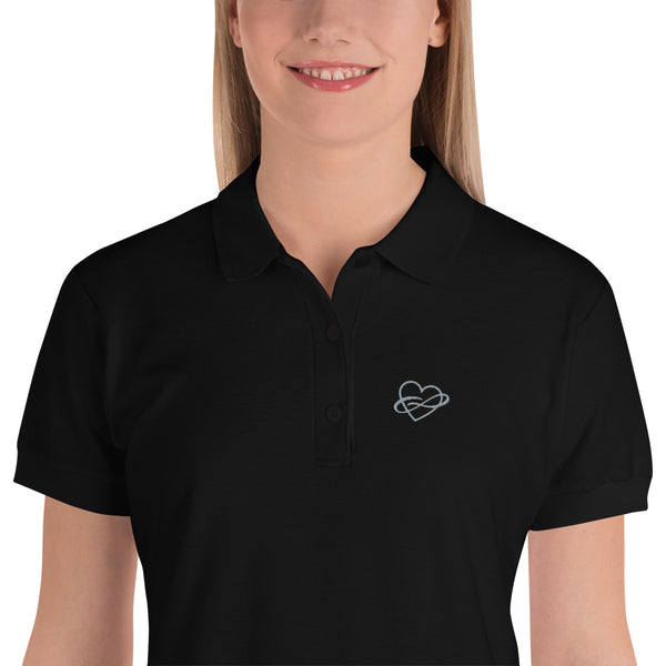 Infinite Love Polo, Fitted Black | Polycute LGBTQ+ & Polyamory Gifts