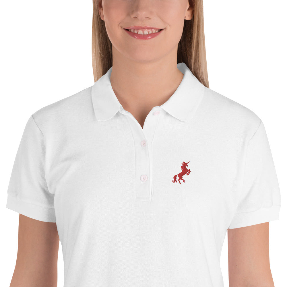 Unicorn Polo, Fitted White | Polycute LGBTQ+ & Polyamory Gifts