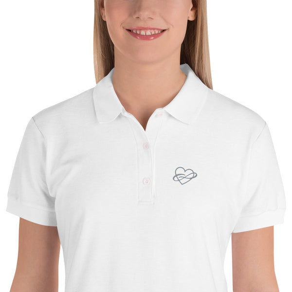 Infinite Love Polo, Fitted White | Polycute LGBTQ+ & Polyamory Gifts