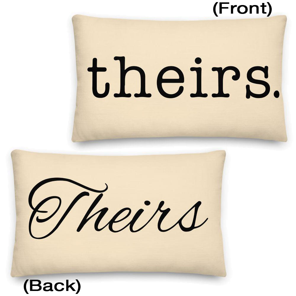 Theirs Pronoun Pillow, Champagne | Polycute Gift Shop