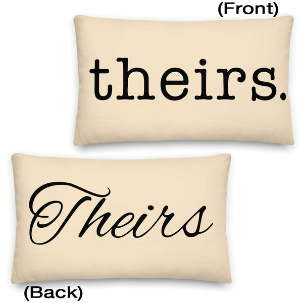 Theirs Pronoun Pillow, Champagne | Polycute Gift Shop