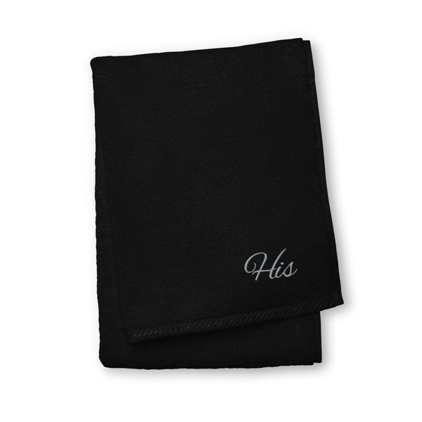 His Pronoun Turkish Cotton Towel Black | Polycute Gift Shop