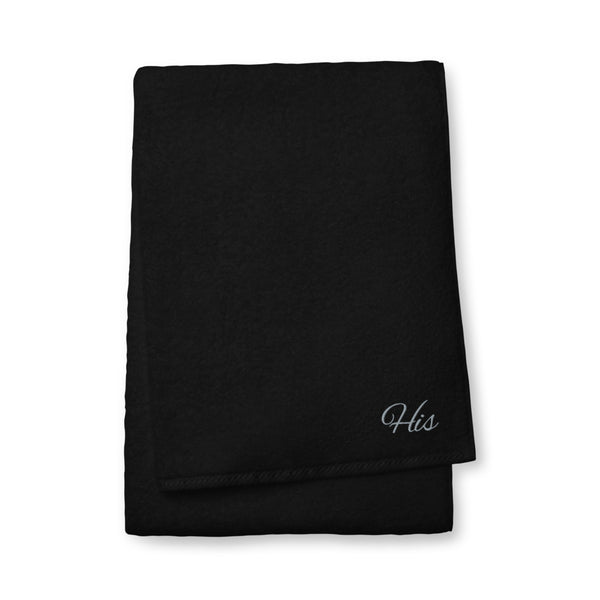 His Pronoun Turkish Cotton Towel Black | Polycute Gift Shop