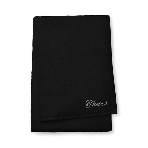 Theirs Pronoun Turkish Cotton Towel Black | Polycute Gift Shop