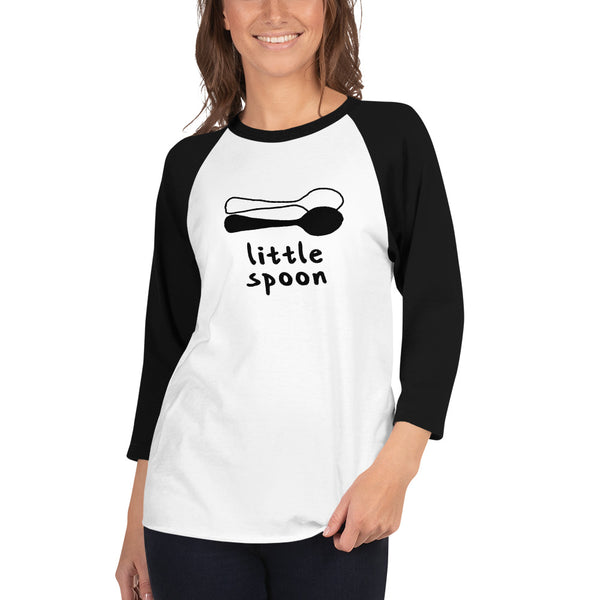 Little Spoon Couple Raglan Tee White/Black | Polycute LGBTQ+ & Polyamory Gifts