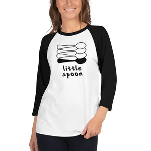 Little Spoon Quad Raglan Tee White/Black | Polycute LGBTQ+ & Polyamory Gifts