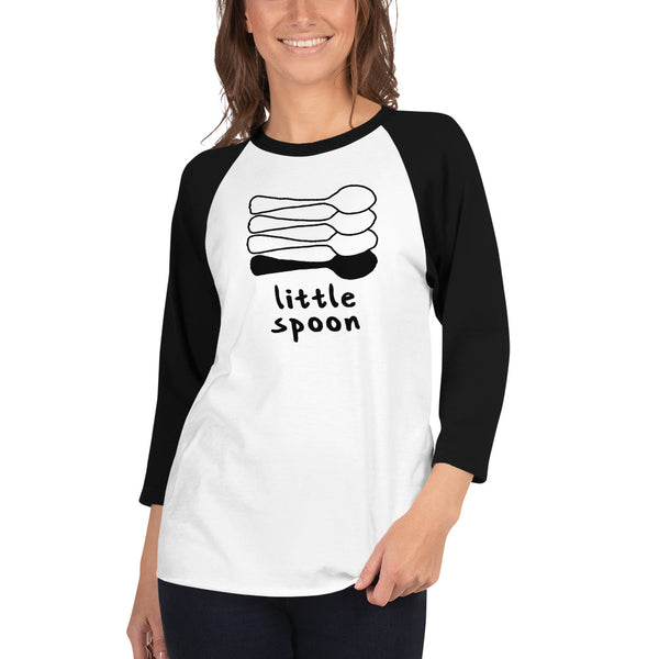 Little Spoon Quad Raglan Tee White/Black | Polycute LGBTQ+ & Polyamory Gifts