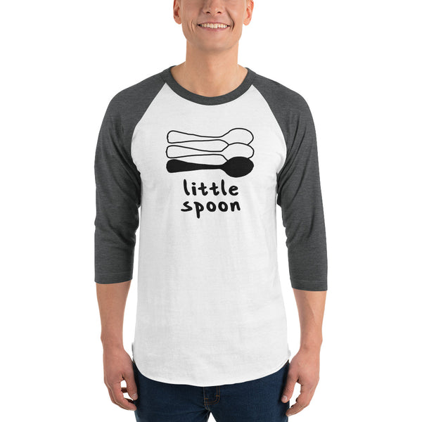 Little Spoon Triad Raglan Tee White/Heather Charcoal | Polycute LGBTQ+ & Polyamory Gifts