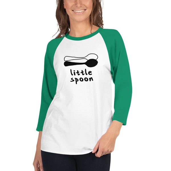 Little Spoon Couple Raglan Tee White/Kelly | Polycute LGBTQ+ & Polyamory Gifts