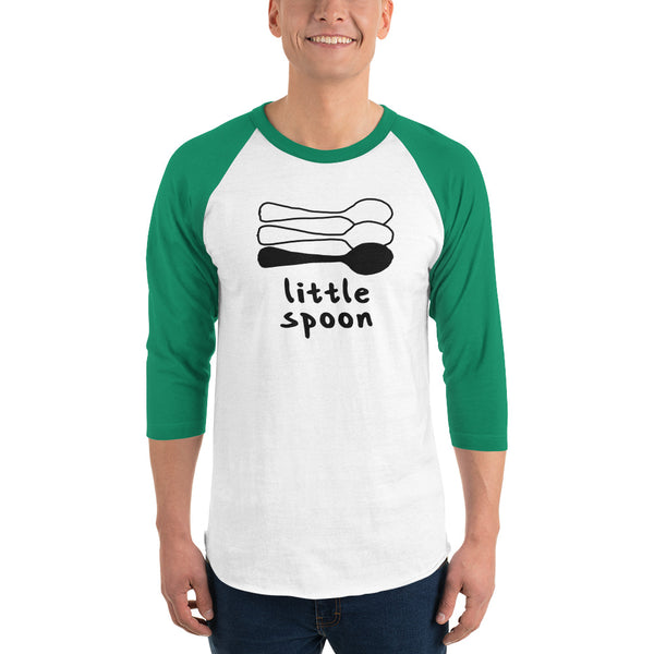 Little Spoon Triad Raglan Tee White/Kelly | Polycute LGBTQ+ & Polyamory Gifts