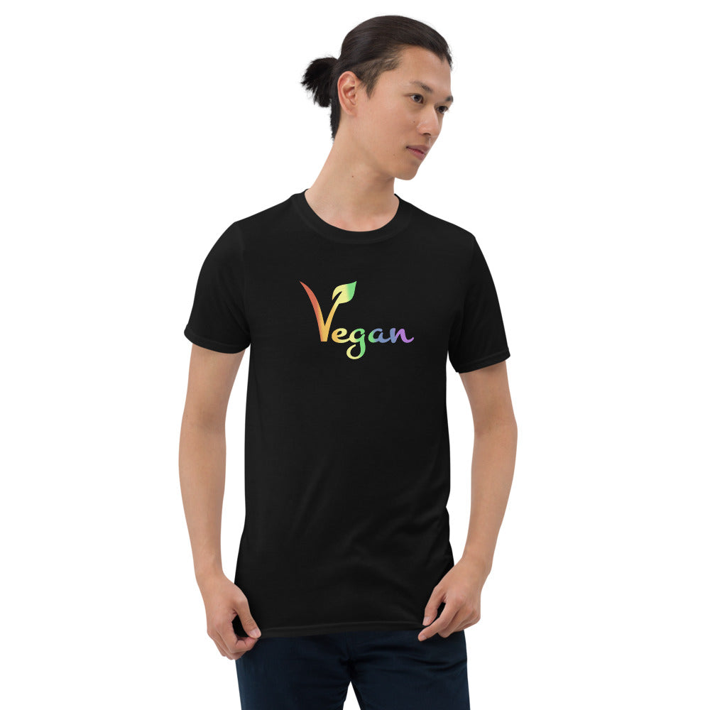 Vegan Pride Yoga Tee Black | Polycute LGBTQ+ & Polyamory Gifts