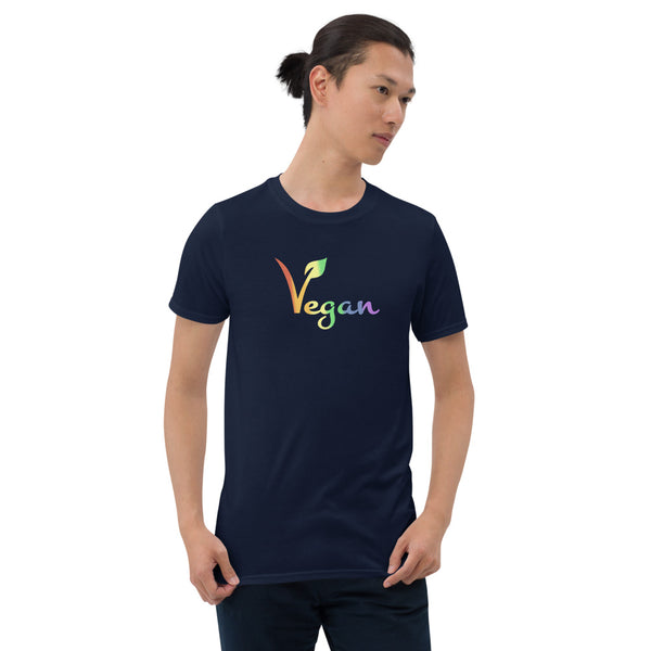 Vegan Pride Yoga Tee Navy | Polycute LGBTQ+ & Polyamory Gifts