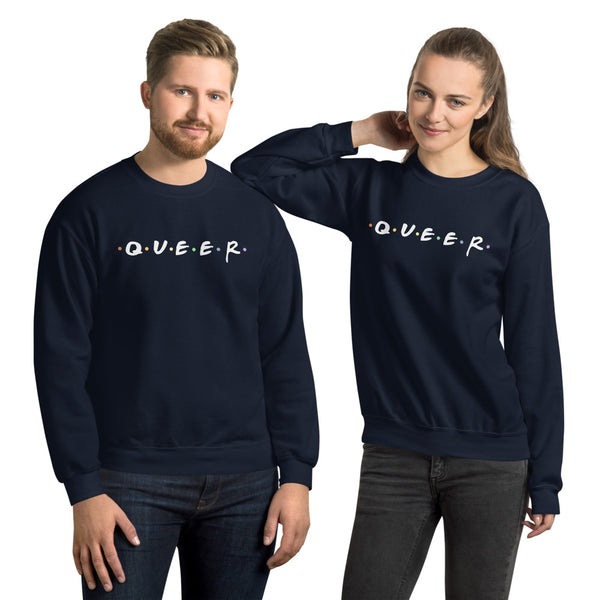 Queer "Friends" Sweatshirt Navy | Polycute LGBTQ+ and Polyamory Gifts