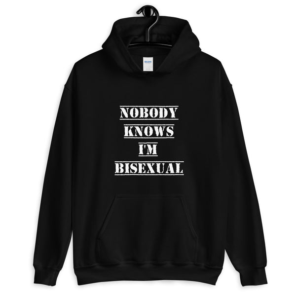 Nobody Knows I'm Bisexual Hoodie Black | Polycute LGBTQ+ and Polyamory Gifts